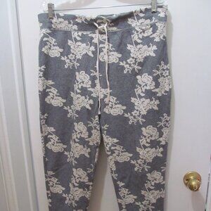 Isaac Mizrahi New York Floral Print Drawstring Waist Jogger Pants Joggers Sz XL